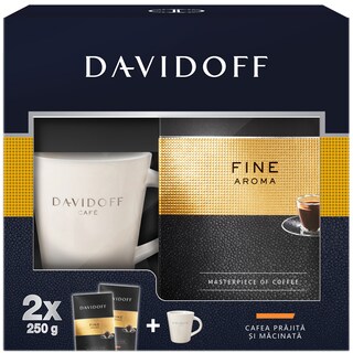 Davidoff | Pachet cafea macinata si cana Cafe Fine Aroma 500g