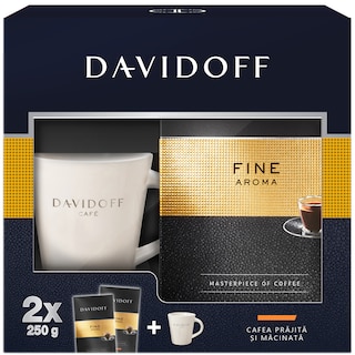 Davidoff | Pachet cafea macinata si cana Cafe Fine Aroma 500g