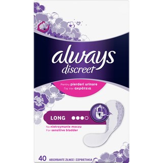 Always Discreet | Absorbante zilnice incontinenta urinara Long, 40 bucati
