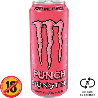Monster | Bautura energizanta carbogazoasa cu suc de fructe Punch Pipeline 0.5L
