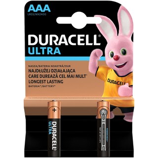Duracell | Baterii alcaline Ultra AAA, 2 bucati