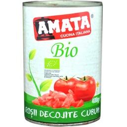 Rosii decojite cuburi bio 400g