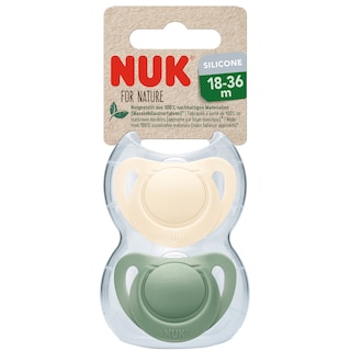 NUK | For Nature | Suzeta din silicon, 18-36 luni, 2 bucati, verde