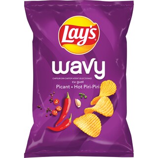 Lay's | Wavy | Chipsuri ondulate cu gust picant Hot Piri-Piri 115g