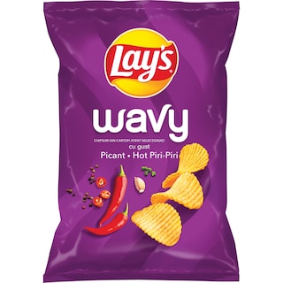 Lay's | Wavy | Chipsuri ondulate cu gust picant Hot Piri-Piri 115g