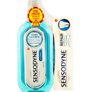 Sensodyne | Pachet pasta de dinti Repair&Protect si apa de gura Cool Mint 75ml+500ml