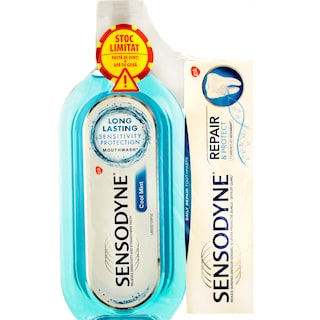 Sensodyne | Pachet pasta de dinti Repair&Protect si apa de gura Cool Mint 75ml+500ml