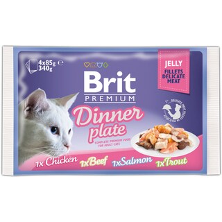 Brit Premium | Hrana umeda file in jeleu Dinner Plate 4x85g