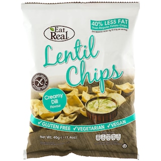 Eat Real | Hummus Chips din faina de linte cu aroma de smantana si marar 40g