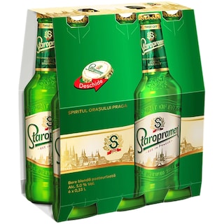 Staropramen | Bere blonda pasteurizata 6x0.33L
