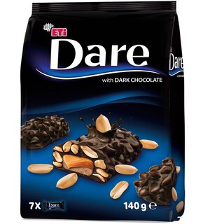 Dare | Mini batoane cu ciocolata neagra si arahide 140g