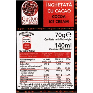 Gusturi romanesti | Inghetata cu cacao 70g