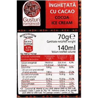Gusturi romanesti | Inghetata cu cacao 70g