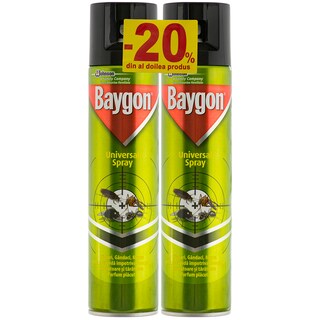 Baygon | Spray pentru insecte universal pachet 20educere din al doilea produs 2x400ml