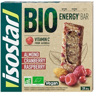 Isostar | Baton energizant ecologic cu migdale, merisoare si zmeura 3x30g