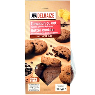 Delhaize | Fursecuri cu unt, fulgi de ciocolata si cacao 140g