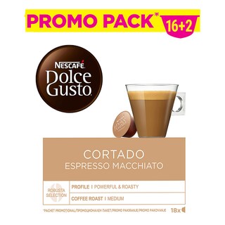 Nescafe | Dolce Gusto | Cafea Cortado Espresso Macciato, 18 capsule