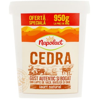 Napolact | Cedra | Iaurt din lapte de vaca,oaie si bivolita 7% grasime 950g