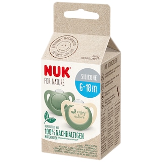 NUK | For Nature | Suzeta din silicon, 6-18 luni, 2 bucati, verde