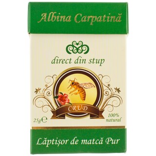 Albina Carpatina | Supliment alimentar laptisor de matca crud, in recipient sticla+cutie izoterma+cutie carton 25g