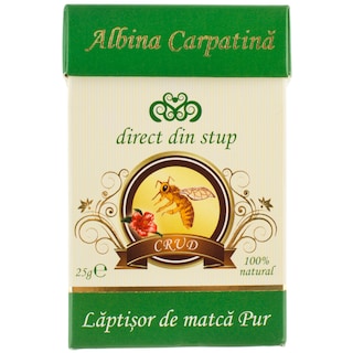 Albina Carpatina | Supliment alimentar laptisor de matca crud, in recipient sticla+cutie izoterma+cutie carton 25g