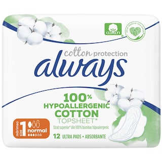Always | Cotton Protection | Absorbante marimea 1 Normal, 12 bucati