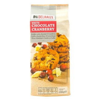 Delhaize | Biscuiti cu ciocolata alba si merisoare 200g