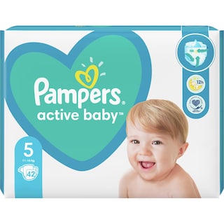 Pampers | Active Baby | Scutece bebelusi Marimea 5, 11-16 kg, 42 buc