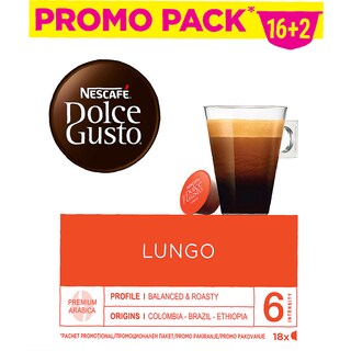 Nescafe | Dolce Gusto | Cafea Lungo, 18 capsule