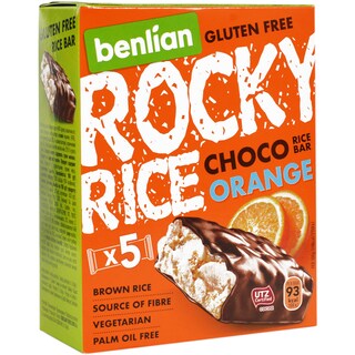 Benlian | ROCKY RICE | Batoane de orez expandat cu ciocolata si portocale 5x18g