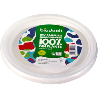 Biodeck | Farfurii biodegradabile din trestie de zahar 12 bucati