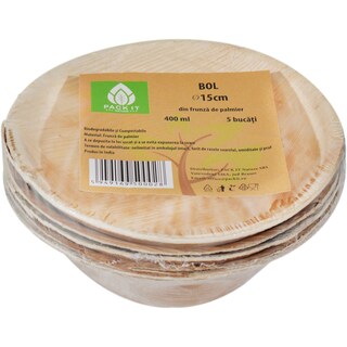 Pack It Nature | Bol din frunza de palmier, 400ml, 5 bucati