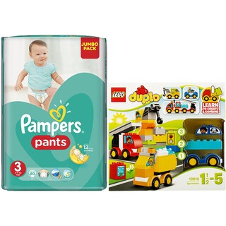 Pampers | Scutece pants 3midi jp 60buc + Lego duplo camioane