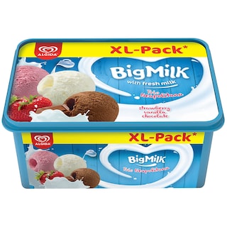 Big Milk | Inghetata cu capsuni, vanilie si ciocolata XL Pack 1400ml