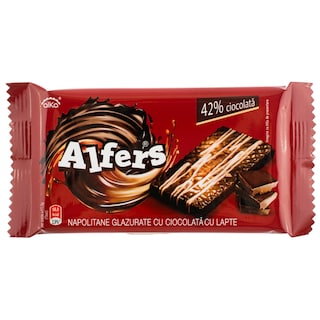 Alfers | Napolitana cu glazura de ciocolata cu lapte 34g