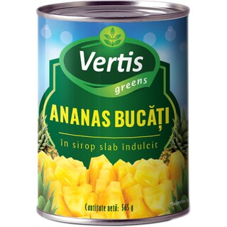 Vertis | Ananas bucati in sirop slab indulcit 565g