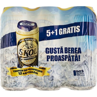 Skol | Pachet bere nepasteurizata 6x0.5l