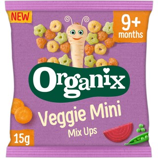 Organix | Snack ecologic din porumb mini mix de legume 15g