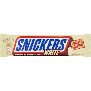 Snickers | Baton cu ciocolata alba, arahide, caramel si nuga 49g