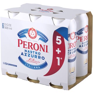 Peroni Nastro Azzurro | Bere blonda pasteurizata 5+1x0.5L