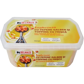 Delhaize | Inghetata cu pepene galben si topping cu frisca 500g