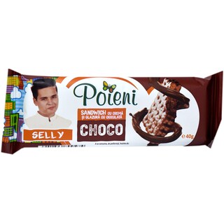 Poieni | Biscuiti cu glazura cu ciocolata si crema de cacao 40g