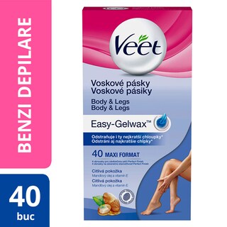 Veet | Benzi depilatoare cu ceara pentru piele sensibila 40 bucati
