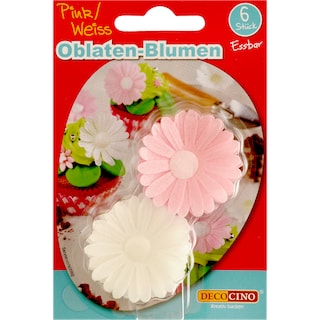 Decocino | Decoratiuni pentru desert din napolitana flori alb si roz 2g