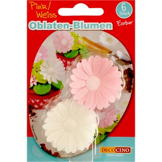 Decocino | Decoratiuni pentru desert din napolitana flori alb si roz 2g