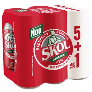 Skol | Bere blonda pasteurizata 5+1x0.5L