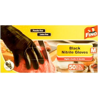 Fino | Manusi negre din nitril masura M 50 bucati
