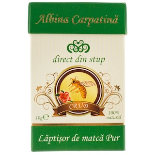 Albina Carpatina | Supliment alimentar din laptisor de matca crud recipient sticla+ cutie izoterma+ cutie carton 10g