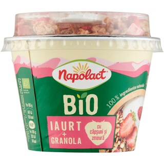 Napolact Bio | Iaurt eco granola cu capsuni 165g