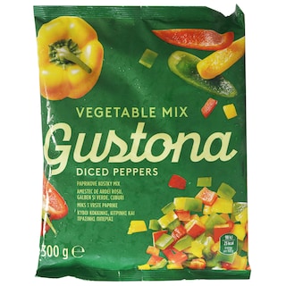 Amestec de ardei rosu, galben si verde, cuburi 300g